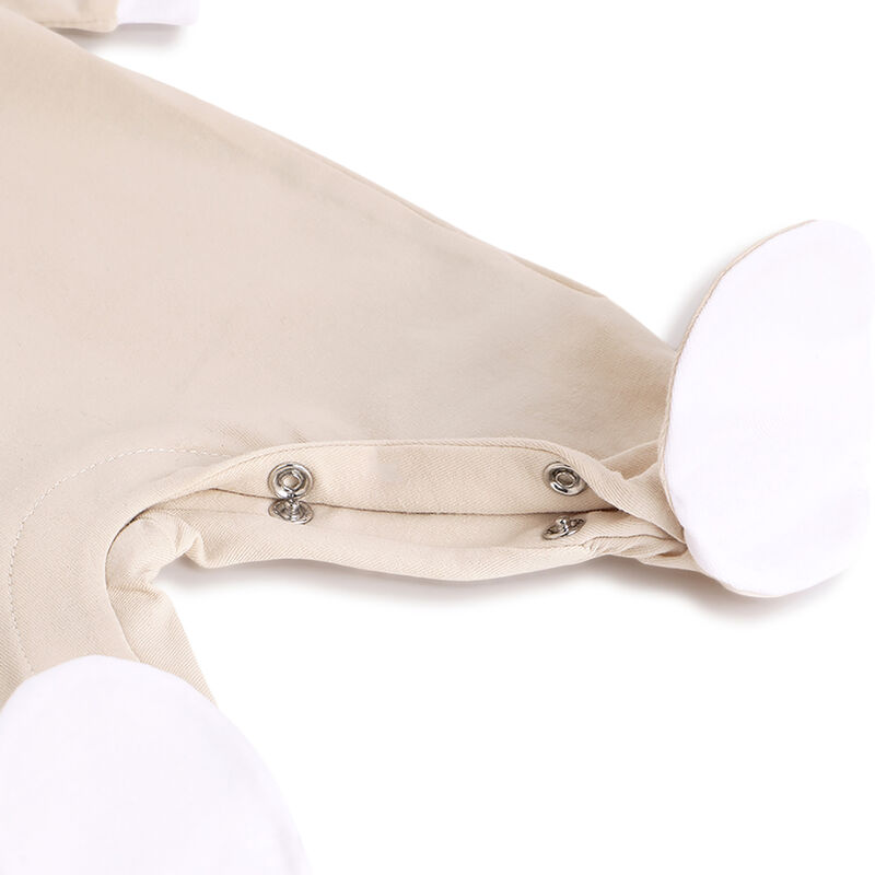 Infants Medium Natural Applique Leg Opening Babysuit image number 3